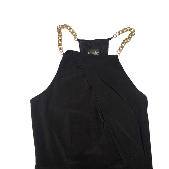 Black Halter Dress w Gold Chain - Picture 2 of 8